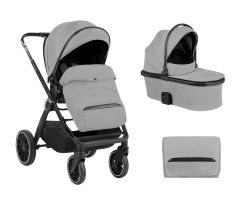 Комбинирана количка 2в1 с кош за новородено Tiffany Light Grey 2024